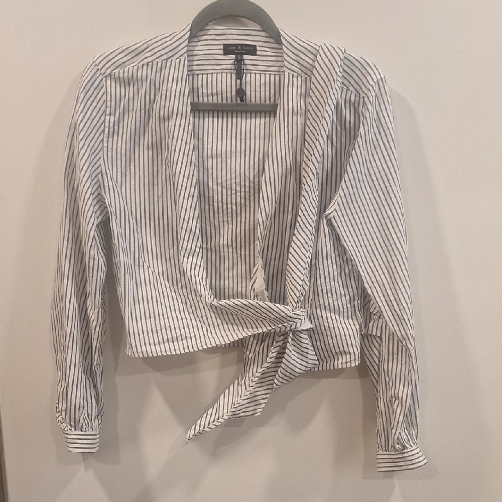 Rag & Bone Striped Wrap Blouse